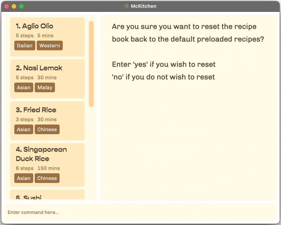 Reset confirmation